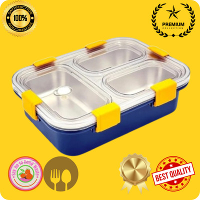 MOIRA INTERNATIONAL Lunch Box 3 Compartment Leakproof, Stainless Steel, With SPOON & FORK_BGF1009 3 Containers Lunch Box(750 ml, Thermoware)