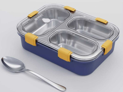 KUVYA Kids Lunch Box – 3 Compartment Plastic Bento Tiffin 1 Containers Lunch Box(150 ml)