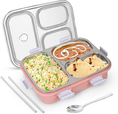 TN CREATION Lunch Box Sealed Leakage Proof Stainless Steel Lunch Box with Fork 1 Containers Lunch Box(750 ml, Thermoware)
