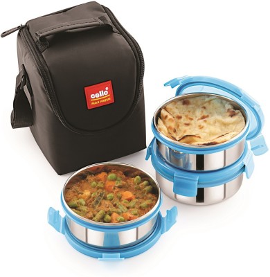 cello Steel Click-3-Plus 3 Containers Lunch Box(900 ml, Thermoware)