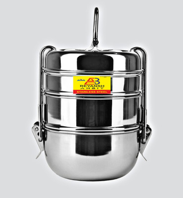 Ambit Stainless Steel 3 Container Lunch Box 3 Containers Lunch Box(1000 ml)