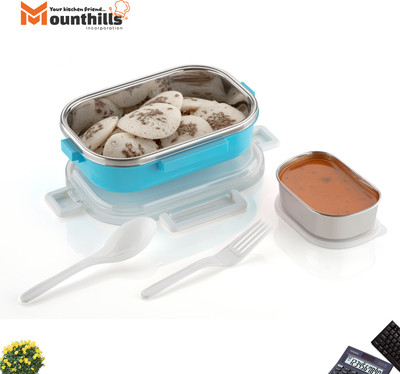 MOUNTHILLS 2 In 1 Plastic & Stainless Steel Steelo Lunch Box with 2 Containers 2 Containers Lunch Box(1280 ml)