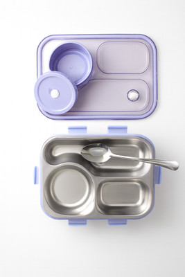 XQZMEE Premium Stainless Steel Tiffin Box with Spoon for School, Office, 3 Containers Lunch Box(750 ml, Thermoware)