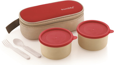 YUIOP - MicroFresh 2 Steel Tiffin Box - With 2 Inner Steel Containers , Spoon & Fork 2 Containers Lunch Box(700 ml, Thermoware)