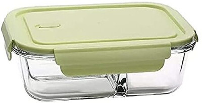 Prugo Glass Lunch Box Microwave Oven Safe Food Containers Tiffin 1000 ML 2 Partition 1 Containers Lunch Box(1000 ml)
