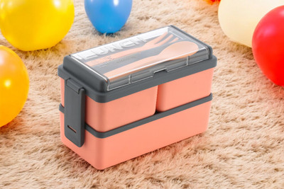 OMORTEX Rectangular Classy 3 Section Lunch Box With 1 Spoon & 1 Fork 3 Containers Lunch Box(1500 ml)