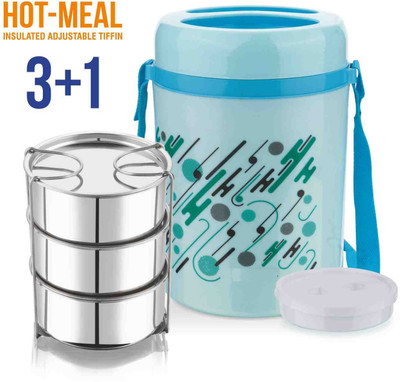 lunchbox,hot,tiffin,office,school,men,kids 3 in 1 Red 3 Containers Lunch Box(500 ml)