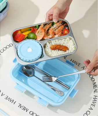 Veryke 3 COMPARTMENT STEEL LUNCH BOX 750ML 1 Containers Lunch Box 1000 ml 1 Containers Lunch Box(1000 ml, Thermoware)