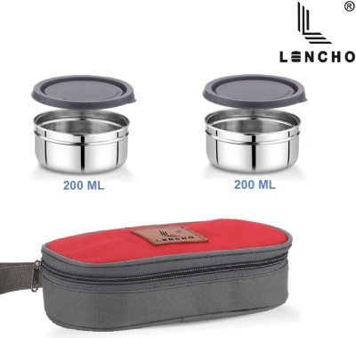 Lencho LENCHO_Red BRUNCH 2 Stainless Steel Lunch Box 2 Containers Lunch Box(400 ml, Thermoware)