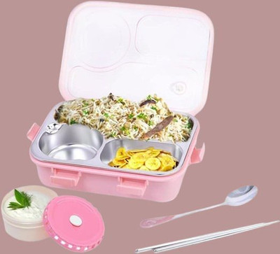 VRJK Compartment -3 Sealed Leak Proof Stainless Steel For Kid's & Adult_K135 3 Containers Lunch Box(750 ml, Thermoware)