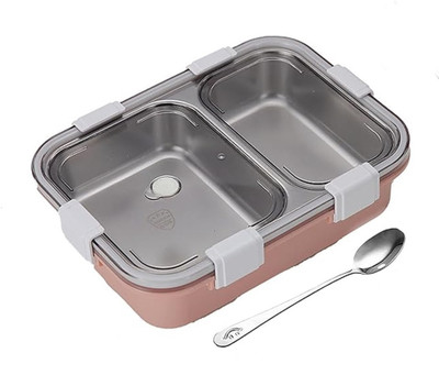 Analog Kitchenware 2 Compartment Inner Steel Lunch Box For Kids/School/Adults/College/Office 1 Pic 1 Containers Lunch Box(600 ml)