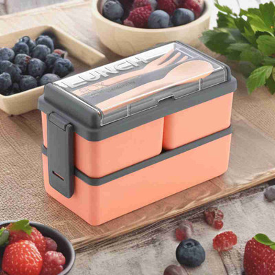 R V TRADING 3 Partition/Compartment Lunch Box Glass Food Storage Containers with lids 3 Containers Lunch Box(1 L)