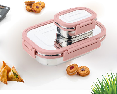 BLLUEX Stainless Steel Leak Proof, Airtight 2 Containers Lunch Box(1000 ml)