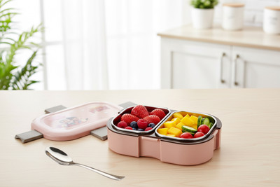 BLLUEX Leak-Proof Stainless Steel Food-Grade 2 Partition Lunch Box, Cute Print Tiffin 2 Containers Lunch Box(750 ml)