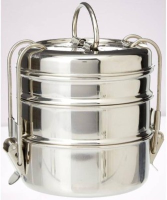 r777k Stainless Steel Strong Clip Carrier Lunch Box-87 3 Containers Lunch Box(1200 ml)