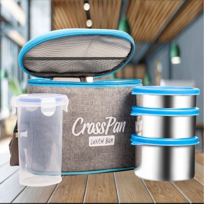 CrossPan Zion Stainless Steel (200ml, 320 ml, 500ml & Tumbler 400ml) 4 Containers Lunch Box(1070 ml, Thermoware)