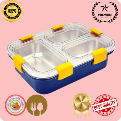 MOIRA INTERNATIONAL Lunch Box 3 Compartment Leakproof, Stainless Steel, With SPOON & FORK_BGF1001 3 Containers Lunch Box(750 ml, Thermoware)