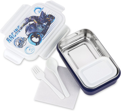 Zerya Small Size Steel Plastic Spill Proof ,Tiffin Boxes for With Plastic Katori 2 Containers Lunch Box(500 ml)