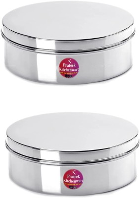 Prateek Kitchenware Steel Utility Container  - 450 ml(Pack of 2, Silver)