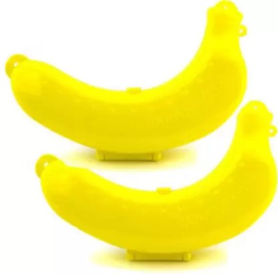 WHAAKART Banana case Fruit Storage Holder Cover Box use for School Kids, Office, Picnic 2 Containers Lunch Box(200 ml)