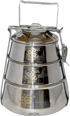 Asati enterprises 3 Layer Pyramid Tiffin Box, Stainless Steel Lunch Box 3 Containers Lunch Box(1000 ml)