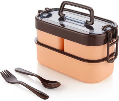 VIVED Plastic Lunch Box Comes with 3 Detachable Box, 2 Spoons with handle 3 Containers Lunch Box(1000 ml)