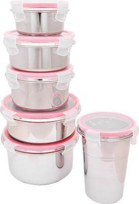 di select set of 5 lunch box with 1 lid lock water glass 6 Containers Lunch Box(1450 ml, Thermoware)