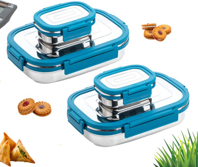 BLLUEX Stainless Steel Leak Proof, Airtight Lunch Box/Tiffin Box for Office, School, 4 Containers Lunch Box(2000 ml)