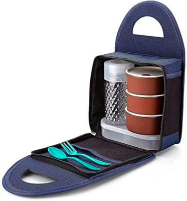 Elite commerce Lunch Box Set with Bottle & Spoon | Leakproof & Durable 3 Containers Lunch Box(500 ml, Thermoware)
