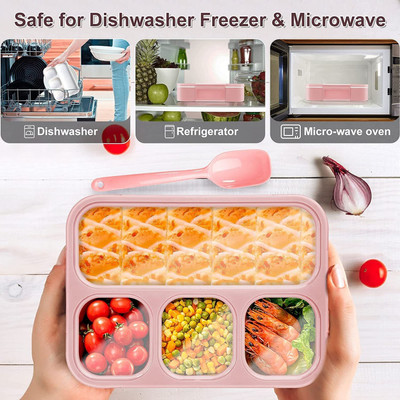 FIVANIO Lunch Boxes for Office Men Women -Compartment Lunch Box with Spoon 4 Containers Lunch Box(1000 ml)