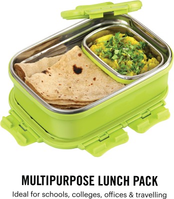 cello Thermo Click Stainless Steel Medium Lunch Pack for Office & School Use, Green 2 Containers Lunch Box(700 ml, Thermoware)