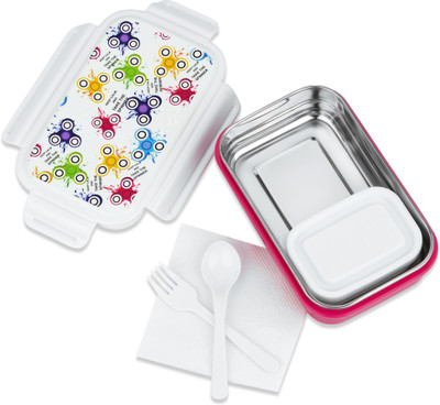 Flipkart SmartBuy Steel Plastic Air Tight Spill Proof ,Tiffin Boxes with (Pink) 2 Containers Lunch Box(600 ml)