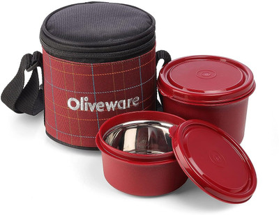Oliveware Lunch Box | Stainless Steel Containers | Microwave Safe | Leak Proof 2 Containers Lunch Box(1050 ml, Thermoware)