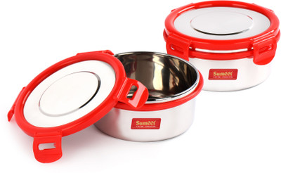 Sumeet Airtight & Leak Proof Container/Lunch Box with Stainless Steel 2 Containers Lunch Box(600 ml)