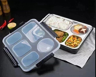 XIZOEN 5 Compartment Leak Proof Stainless Steel Thermoware Lunch Box For Kids & Adult 5 Containers Lunch Box(1280 ml, Thermoware)