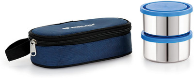 NIRLON Stainless Steel Lunch Boxes 350ml Set of 2 with Carry Bag 2 Containers Lunch Box(350 ml)