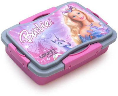 Cartoon Character Printed Click Lock & Fit Lunch Box with Spoon & Fork ( Barbie) 1 Containers Lunch Box(500 ml)