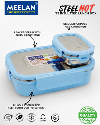 meelan Lunch box for office|Double Wall Inulated|Lunch box School|Lunch Box Men,Women 2 Containers Lunch Box(800 ml)