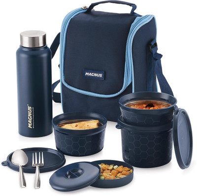Magnus Microwave EVA 5 Easy Lock Lunch Box-Blue(1750ML) 5 Containers Lunch Box(1750 ml, Thermoware)
