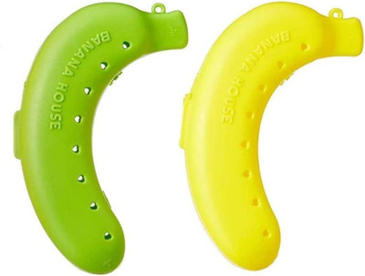 DJRetails BANANA SHAPE STORAGE CASE ( YELLOW & GREEN ) PACK OF_New 2 Containers Lunch Box(220 ml)