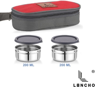 Lencho LENCHO_BRUNCH2 Red Stainless Steel Lunch Box 2 Containers Lunch Box(400 ml, Thermoware)
