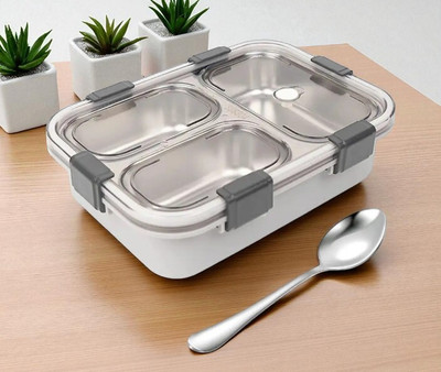 DHARA ENTERPRISE Stainless Steel Lunch box 3 Containers_S76 3 Containers Lunch Box(1001 ml)