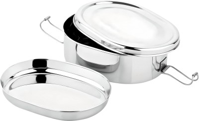 AadiVeer Stainless Steel Capsule Lunch Box | Tiffin Box With Steel Plate and Locking Clip 1 Containers Lunch Box(400 ml)