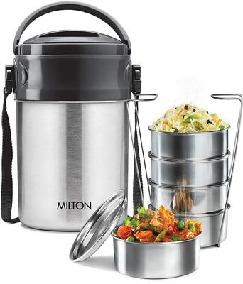 MILTON Steel On double-walled insulated 5 Containers Lunch Box(1800 ml, Thermoware)