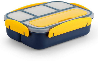 Tensha 4 Compartments Plastic Lunch Box Compact Design Heavy Lock Spoon Fork Food Grade 4 Containers Lunch Box(1300 ml)