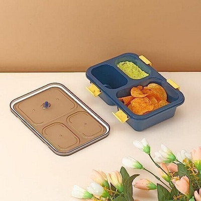 HM EVOTEK Traditional Hand Painted Lunch and Tiffin Boxes 3 Part (MULTICOLOR 20) 3 Containers Lunch Box(900 ml)