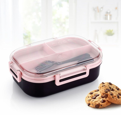 ARCYU Carry Fresh Kids Plastic Lunch Box 3 Compartments & Fork 3 Containers Lunch Box(800 ml)
