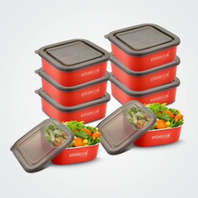 KITCHEN CLUE Steel, Plastic Fridge Container  - 600 ml(Pack of 8, Red)