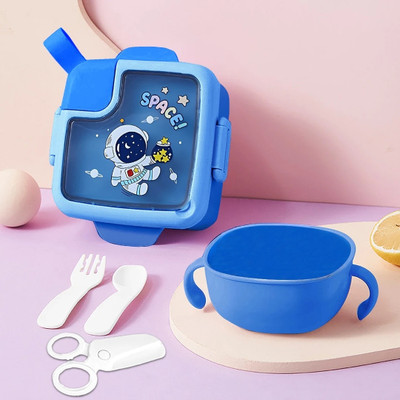 TONY STARK Cute Astronaut Theme Leak Proof Bento Snack Box With Spoon &Fork For School Kids 1 Containers Lunch Box(750 ml)