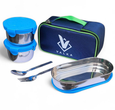 Valka Snack Steelo (Green) lunchbox | tiffin box | lunch box for office 3 Containers Lunch Box(1400 ml)